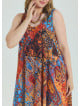 Boat Neck Loose Cut Orange Plus Size Dress 4668